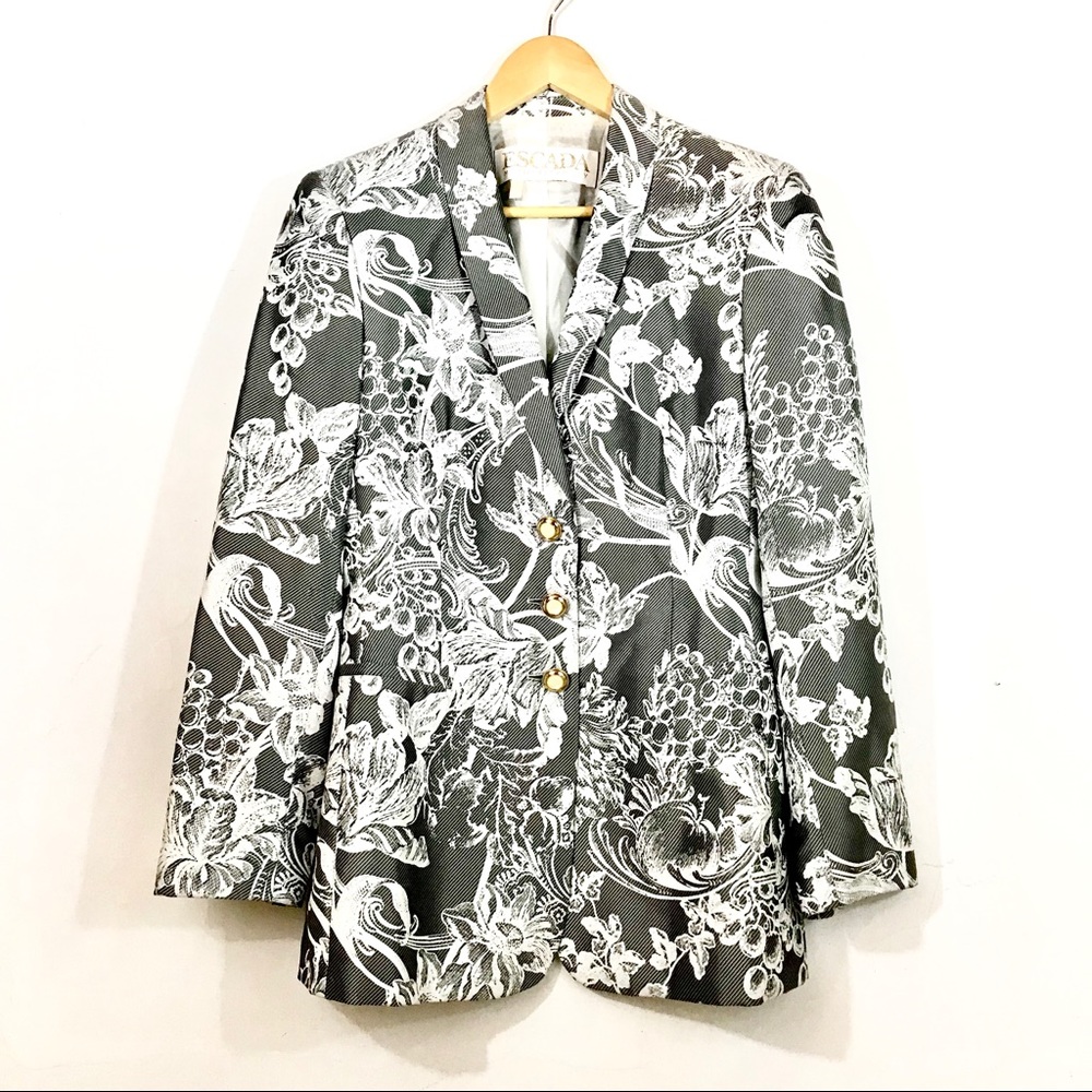 Escada unique blazer grey/white floral print